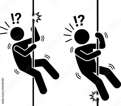 Work Safety Risk Illustration – Falling Accident Due to Rope Failure