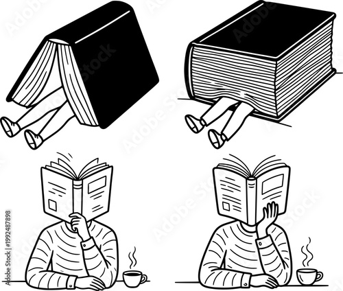 Creative Reading and Knowledge Concept Illustrations – Learning, Education and Imagination