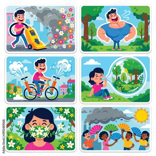 Cheerful 2D Stickers Of Farmers Lifting Car Sized Carrots And Singing To Dancing Tomatoes For World Environment Day Organic Sustainable Agriculture Gardening Healthy Food Production Concept Art