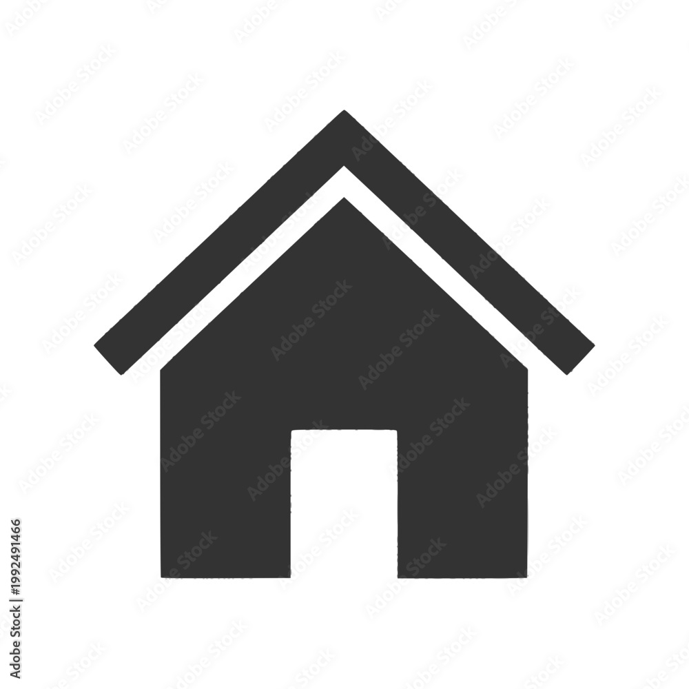 Fototapeta premium Dark Gray Outline House Home Icon Simple Flat Design Real Estate Property Symbol