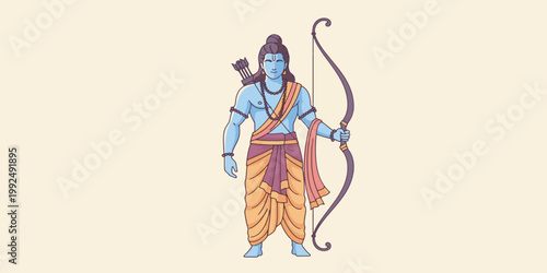 Hindu god Rama with bow.