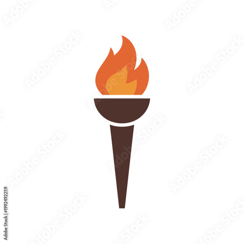 Torch glowing with vibrant orange flames stands as a symbol of victory and light.