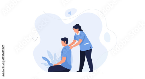 Physical therapist massaging patient's shoulders, promoting wellness and recovery
