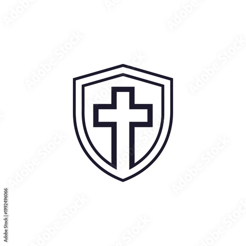 Free Download Medical Cross in Shield Icon for Health Protection, Isolated White Background - GFXLoad
