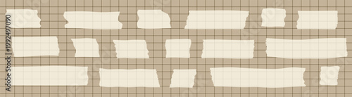 Blank Vector Semi Transparent Washi Tape Pieces with Torn Edges, Minimalist Masking Tape Paper Illustration for Journaling and Scrapbooking