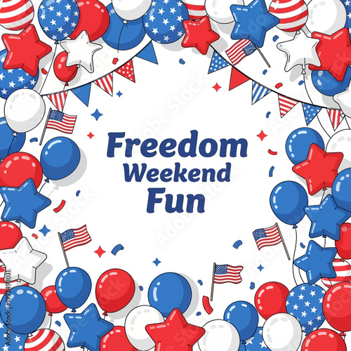 Celebrate Freedom Weekend Fun with Festive Red, White, and Blue Balloons and Confetti