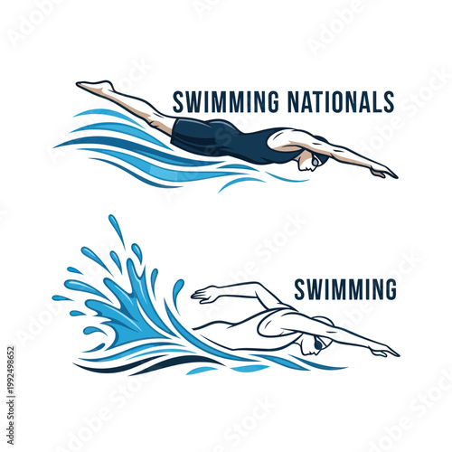 Competitive Swimming Athletes and Water Splash