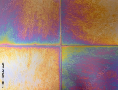 Bild auf Leinwand Iridescent titanium texture with colorful anodic oxidation finish