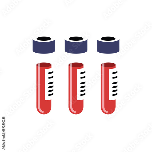 Blood vials are lined up for laboratory analysis in this medical icon set design.