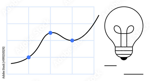 Business growth concept. Business growth graph and lightbulb data-driven innovation. Business growth through strategic insights and creative solutions. For startups, analysis, finance, creativity