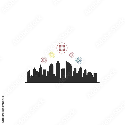 Abstract city skyline threatened by vibrant viral particles, symbolizing global health crisis and microscopic urban challenge