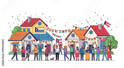 People walking on a street.