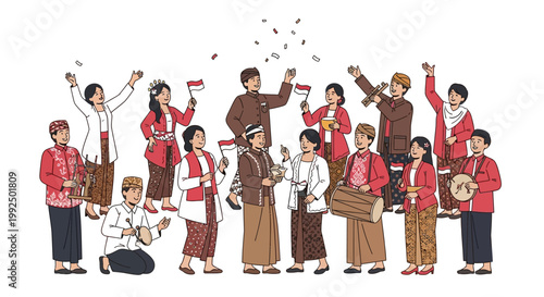 People in traditional clothing celebrating festival.