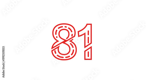 Red Number Eighty One Sign.