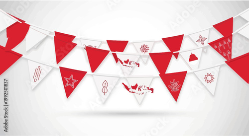 Red and white Christmas pennant banner.