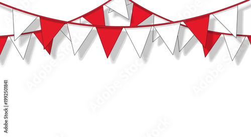 Red and white triangular pennant banner.