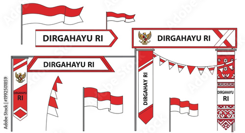 Indonesian Flags and Banners Display.