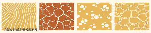 Earthy Abstract Texture Pattern Set with Organic Shapes in Warm Brown and Gold Tones Vector Set.