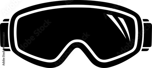 Black silhouette of ski goggles icon symbol isolated on white background

