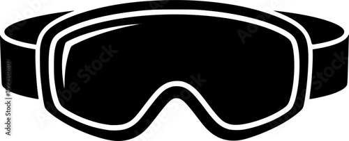Black silhouette of ski goggles icon symbol isolated on white background
