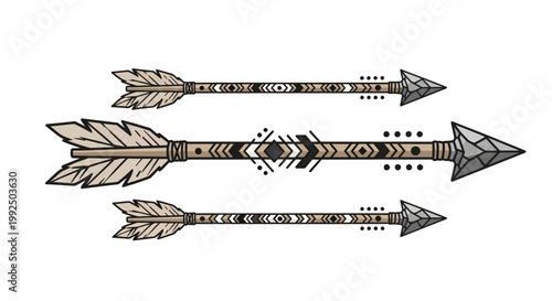 Three Arrows with Feather Fletching.