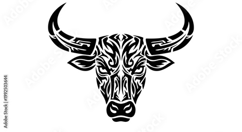 Black and white bull head illustration.