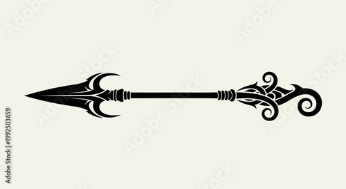 Trident weapon with decorative handle.