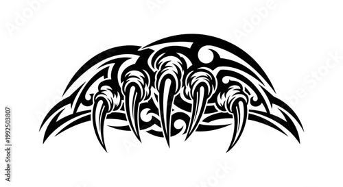 Tribal tattoo design featuring stylized animal claws in black ink.