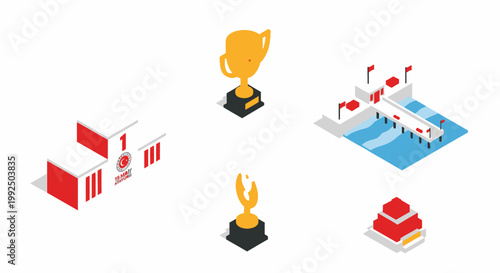 Isometric icons for Turkish May 19 Youth and Sports Day