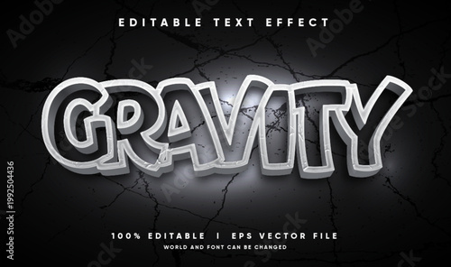 Cracked stone text effect editable rock and marble 3d style vector illustration