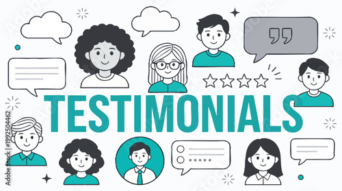 Customer Testimonials and User Feedback Concept Vector with People Avatar Icons