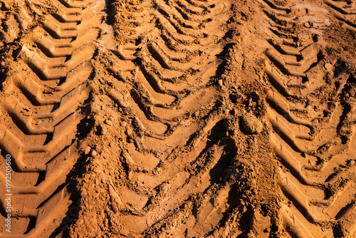 Heavy Machinery Tire Tracks in Sand