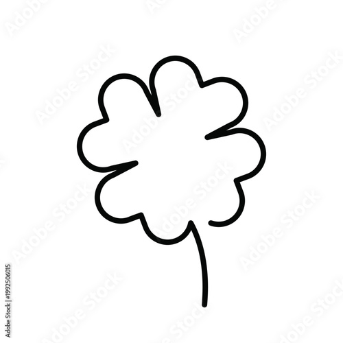 Simple Four Leaf Clover Outline Drawing - Lucky Plant Icon Vector Graphic