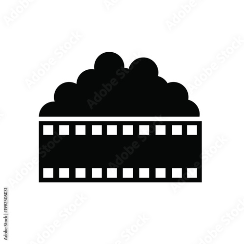 Popcorn and Film Strip Icon for Cinema and Movie Content