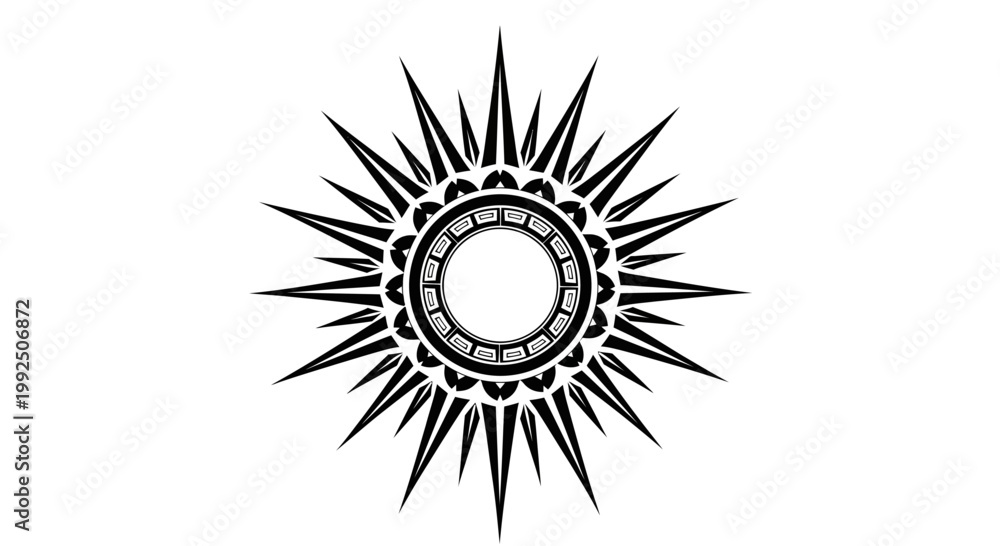 Fototapeta premium Black and white sunburst design element.