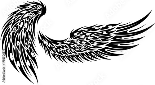 Stylized tribal wings with intricate patterns.