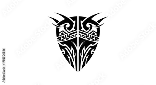 Tribal Shield Tattoo Design with Intricate Patterns and Sharp Edges.