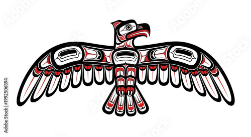 Traditional Indigenous Eagle Design Illustration.