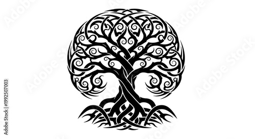 Detailed Celtic Tree of Life Illustration.