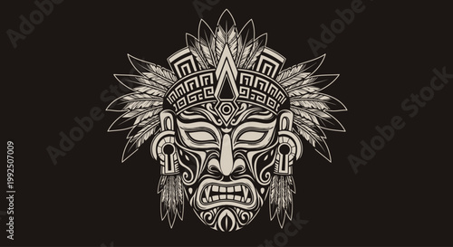Native American Tribal Warrior Face Design.
