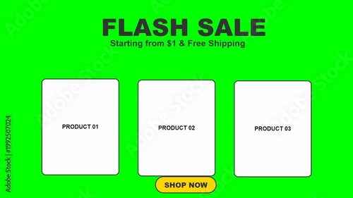 Flash Sale Promotional Banner with Dynamic Product Display and Call to Action Button.