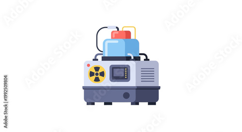 Industrial Laboratory Radioactive Material Processing Machine. EPS Editable. Vector Illustrations.