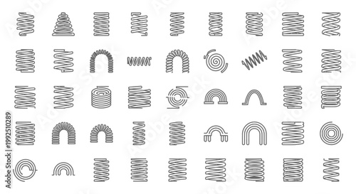 collection of different spring coil icons and illustrations graphic resources