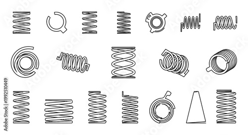 collection of various line art springs illustration of mechanical springs