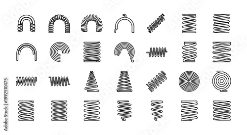 collection of various linear spring illustrations different types and shapes