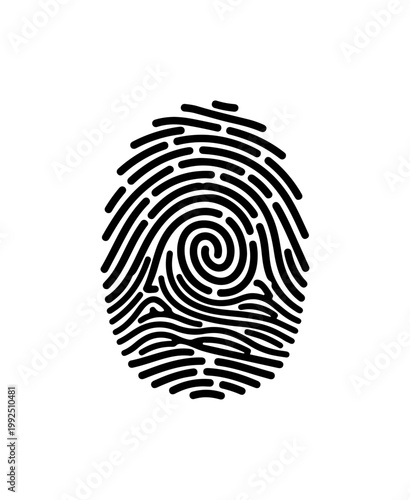 Minimalist Black Fingerprint Vector Icon