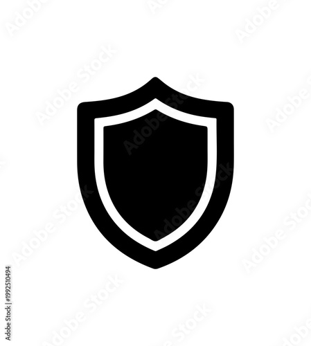 Modern Minimalist Shield Icon - Black and White Vector Graphic