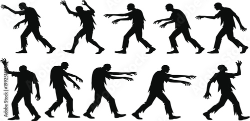 Black vector silhouettes of people including men, women, and children in action performing sport, dance, and soccer activities as fun illustrations