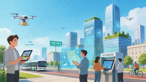 Smart city with people and technology