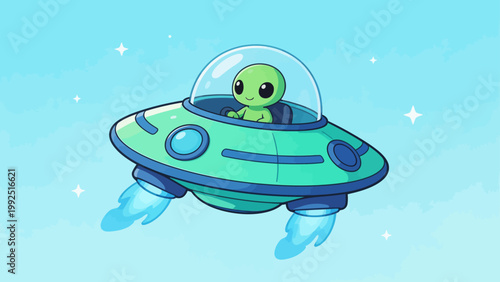 Alien in flying saucer spaceship